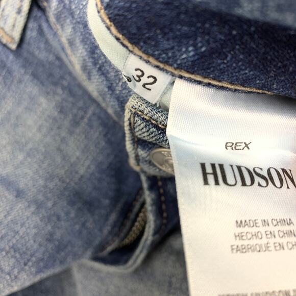 Hudson Rex Raw Edge Jean Shorts Mens Size 32 Medium Wash Stretch Denim - Picture 6 of 7